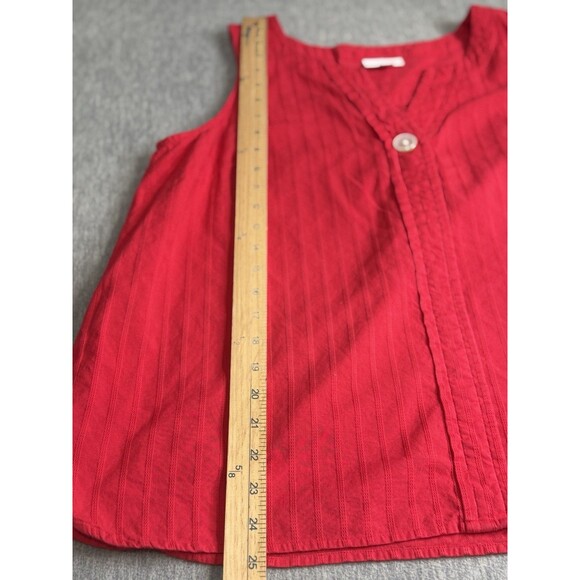 J Jill Red Single-Button Sleeveless Popover Tank Top 100% Cotton - Size L Petite - Picture 4 of 6
